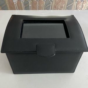 Black Naugahyde covered box with photo display window